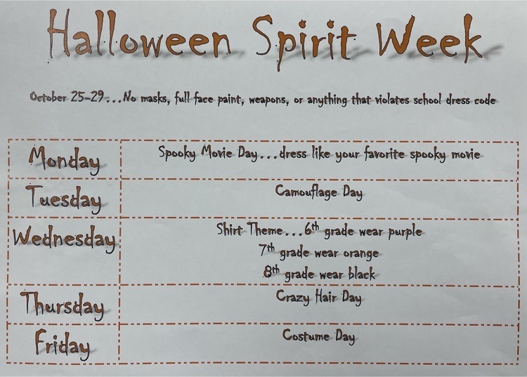 TCMS Halloween Spirit Week 