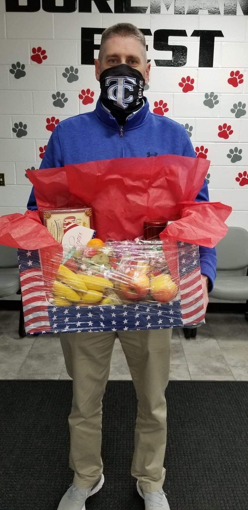 Mr. Wall with the gift from American Legion Auxiliary